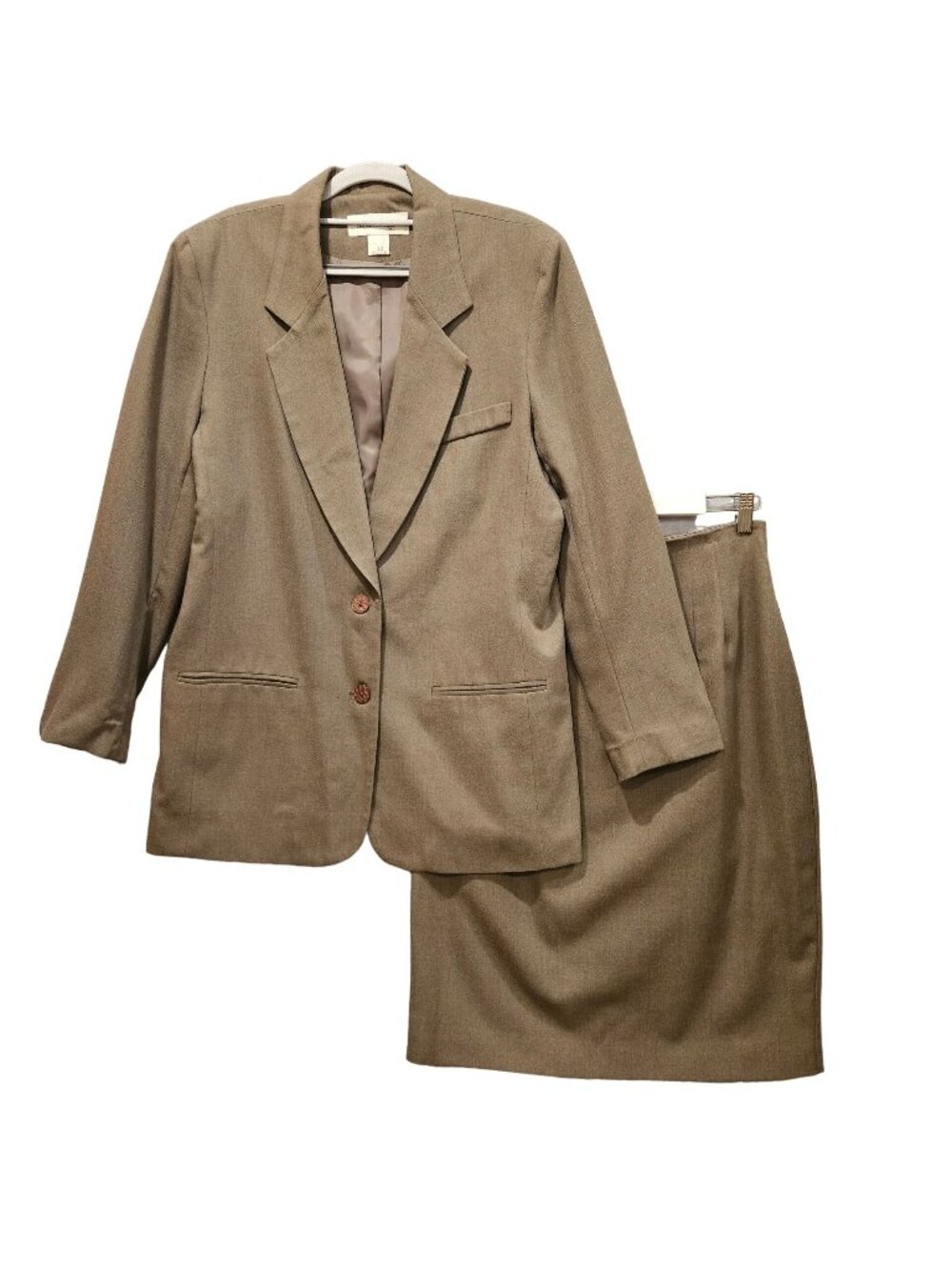 Norton McNaughten Skirt Blazer Set Womens 10 Brown Jacket Pencil Skirt USA Made